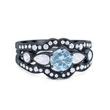 Three Piece Round Natural Stone Cocktail Ring