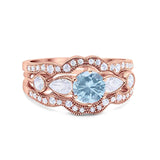 Three Piece Round Natural Stone Cocktail Ring