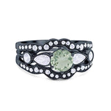 Three Piece Round Natural Stone Cocktail Ring