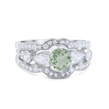 Three Piece Round Natural Stone Cocktail Ring