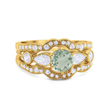 Three Piece Round Natural Stone Cocktail Ring