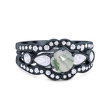 Three Piece Round Natural Stone Cocktail Ring