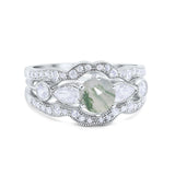 Three Piece Round Natural Stone Cocktail Ring