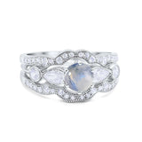 Three Piece Round Natural Stone Cocktail Ring