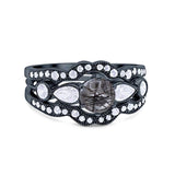Three Piece Round Natural Stone Cocktail Ring