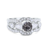Three Piece Round Natural Stone Cocktail Ring
