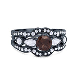 Three Piece Round Natural Stone Cocktail Ring