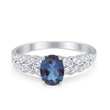 Oval Lab Alexandrite Vintage Marquise Style Ring 925 Sterling Silver