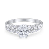 Oval Moissanite Vintage Marquise Style Ring 925 Sterling Silver