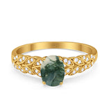 Oval Natural Stone Vintage Marquise Style Ring