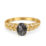 Oval Natural Stone Vintage Marquise Style Ring