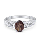 Oval Natural Chocolate Smoky Quartz Vintage Marquise Style Ring 925 Sterling Silver