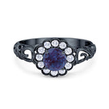 Vintage Style Round Natural Stone Flower Ring