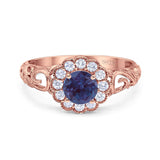 Vintage Style Round Natural Stone Flower Ring