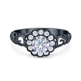 Vintage Style Round Natural Stone Flower Ring