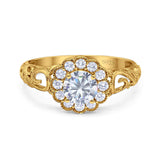 Vintage Style Round Natural Stone Flower Ring