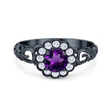 Vintage Style Round Natural Stone Flower Ring