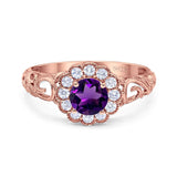 Vintage Style Round Natural Stone Flower Ring