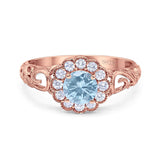 Vintage Style Round Natural Stone Flower Ring