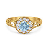 Vintage Style Round Natural Stone Flower Ring