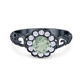 Vintage Style Round Natural Stone Flower Ring