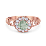 Vintage Style Round Natural Stone Flower Ring