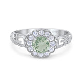 Vintage Style Round Natural Stone Flower Ring