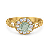 Vintage Style Round Natural Stone Flower Ring