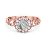 Vintage Style Round Natural Stone Flower Ring