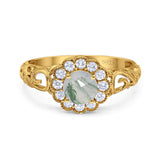 Vintage Style Round Natural Stone Flower Ring