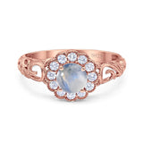 Vintage Style Round Natural Stone Flower Ring