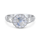 Vintage Style Round Natural Stone Flower Ring