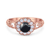 Vintage Style Round Natural Stone Flower Ring