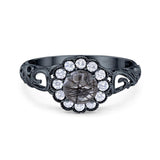 Vintage Style Round Natural Stone Flower Ring