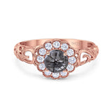 Vintage Style Round Natural Stone Flower Ring