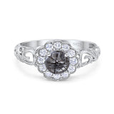 Vintage Style Round Natural Stone Flower Ring