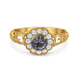 Vintage Style Round Natural Stone Flower Ring