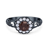 Vintage Style Round Natural Stone Flower Ring