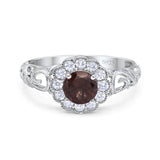 Vintage Style Round Natural Stone Flower Ring