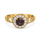 Vintage Style Round Natural Stone Flower Ring