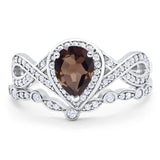 Two Piece Pear Natural Stone Bridal Ring