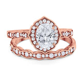 Two Piece Oval Natural Stone Vintage Style Ring