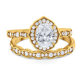 Two Piece Oval Natural Stone Vintage Style Ring