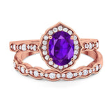 Two Piece Oval Natural Stone Vintage Style Ring