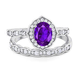 Two Piece Oval Natural Stone Vintage Style Ring