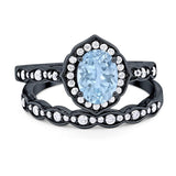 Two Piece Oval Natural Stone Vintage Style Ring