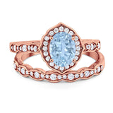 Two Piece Oval Natural Stone Vintage Style Ring