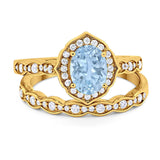 Two Piece Oval Natural Stone Vintage Style Ring