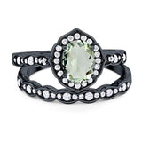 Two Piece Oval Natural Stone Vintage Style Ring