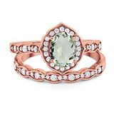 Two Piece Oval Natural Stone Vintage Style Ring